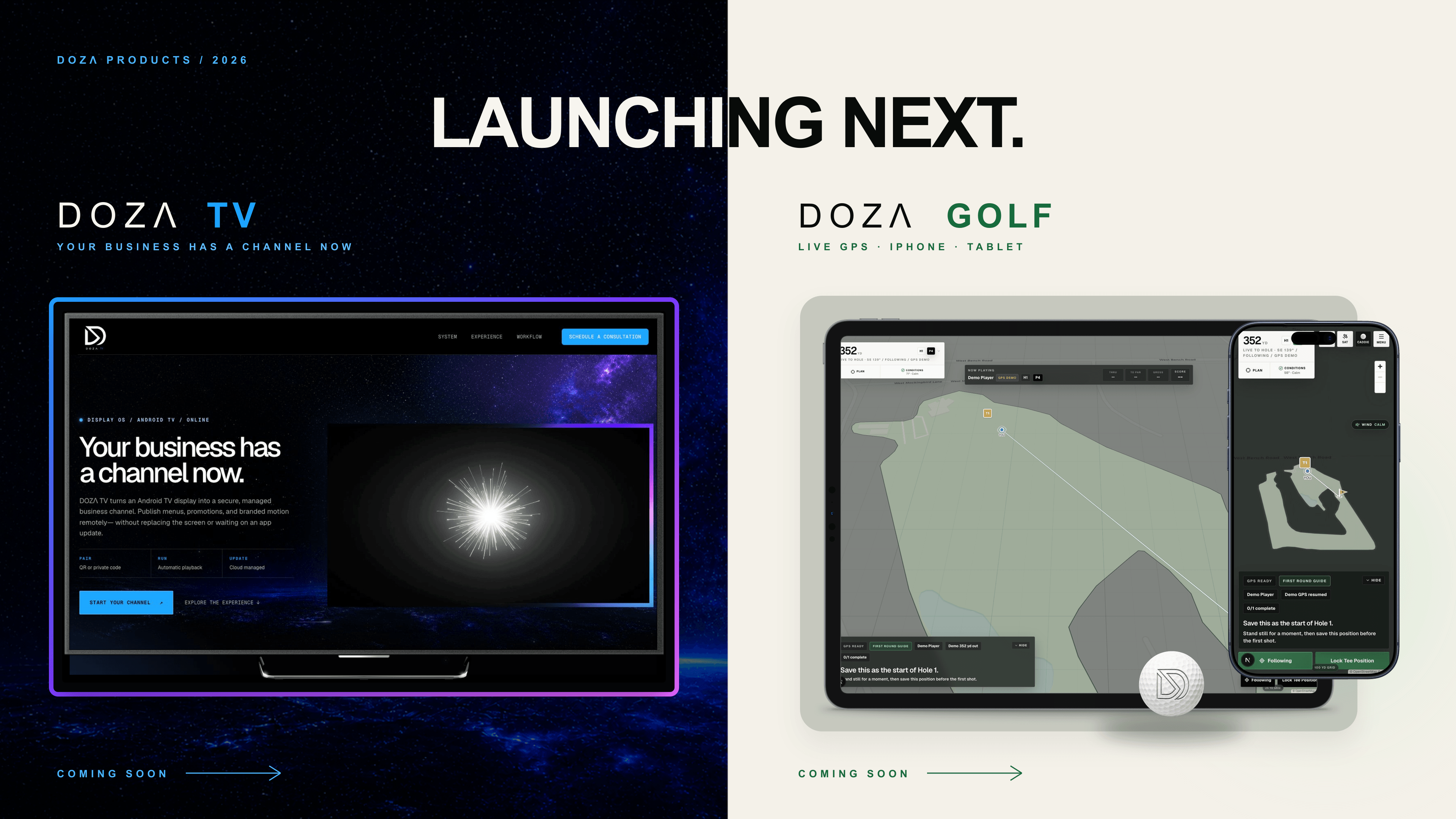 Launching next: DOZA TV and DOZA Golf