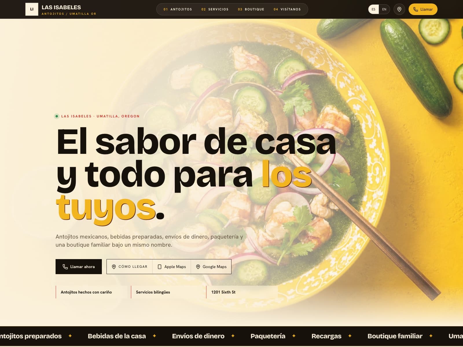 Las Isabeles Antojitos website